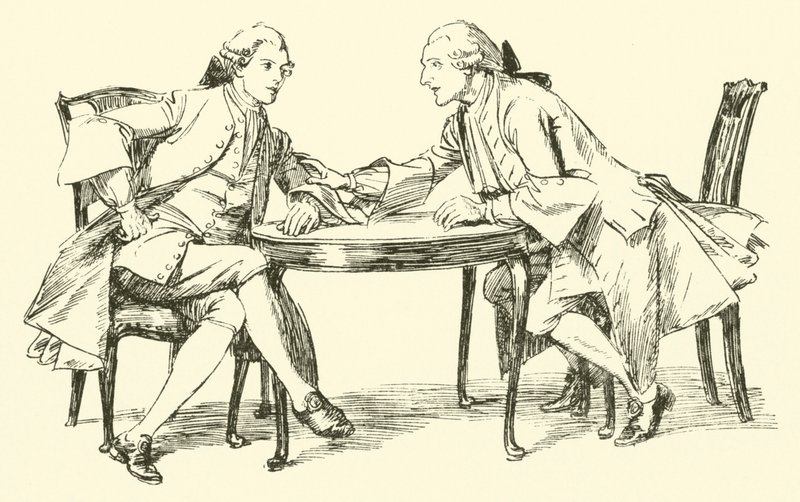 Gesprek (gravure) door Hugh Thomson