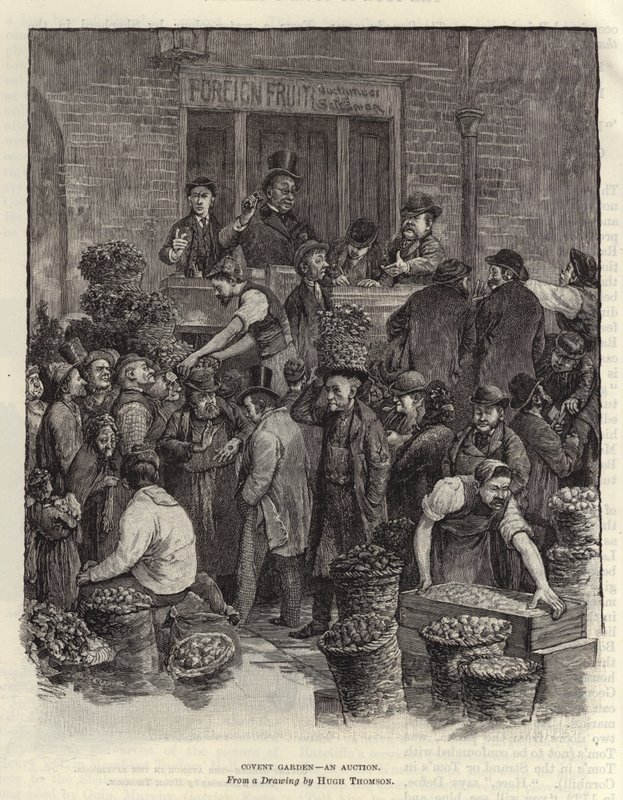 Covent Garden - een veiling door Hugh Thomson