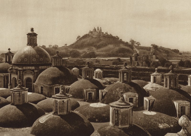 Mexico: Piramide de Cholula (z/w foto) door Hugo Brehme