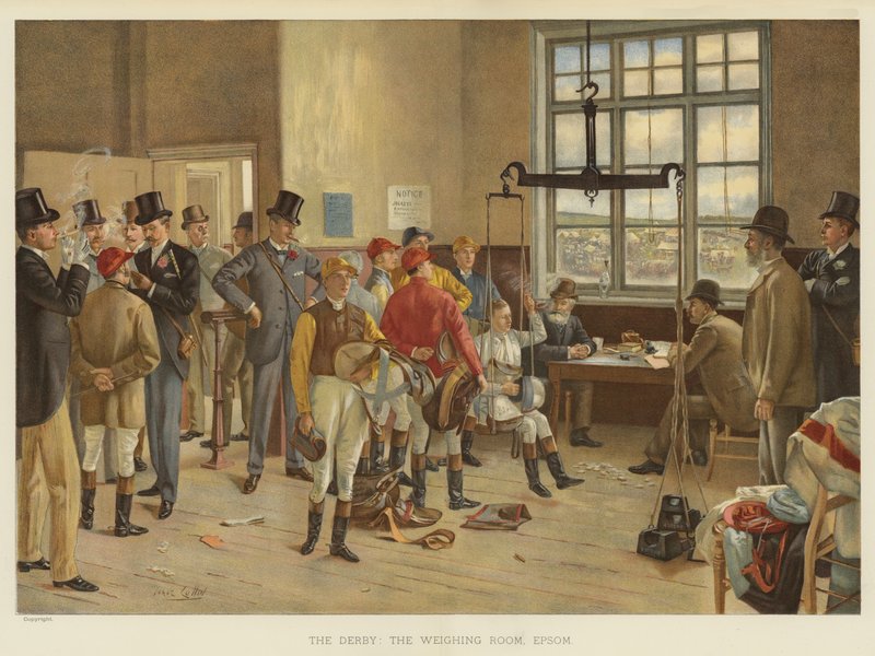 De Derby, de weegkamer, Epsom door Isaac J. Cullin