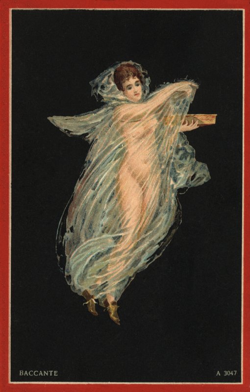 Baccante (kleurenlitho) door Italian School