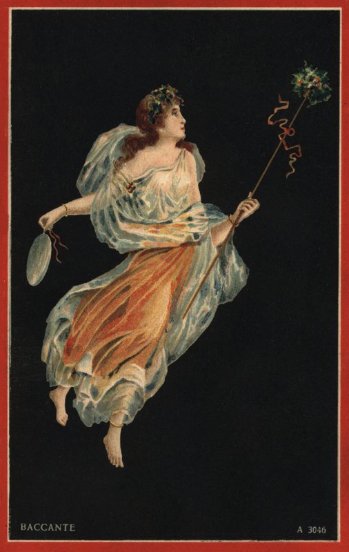 Baccante (kleurenlitho) door Italian School