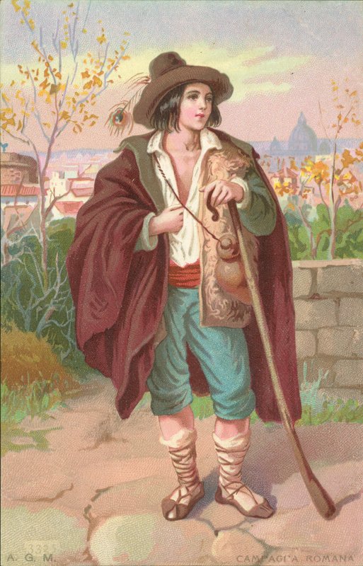 Romeinse campagne (chromolitho) door Italian School