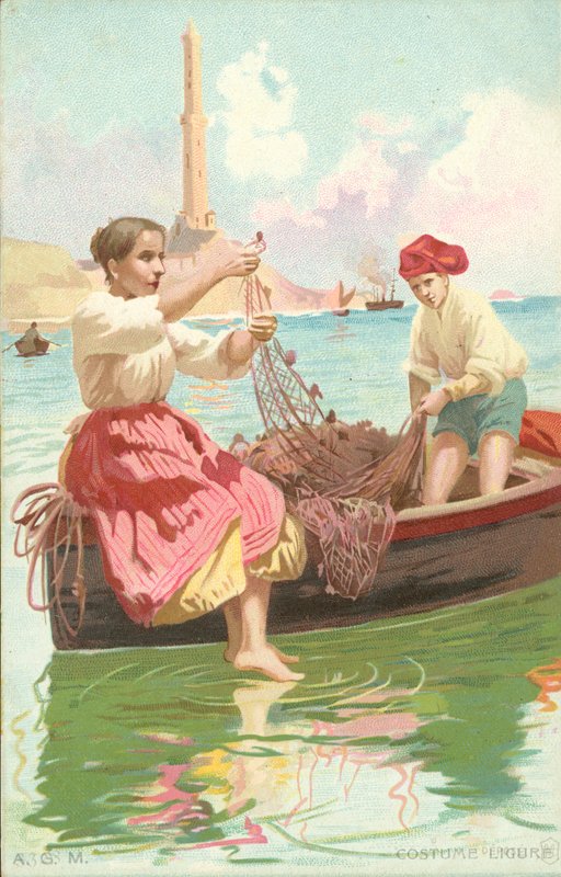 Kostuum Ligure (chromolitho) door Italian School