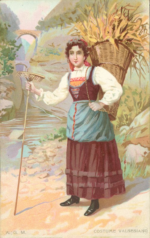 Valsesiaans kostuum (chromolitho) door Italian School