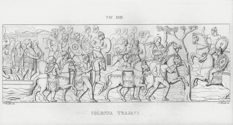 De Zuil van Trajanus (gravure) door Italian School