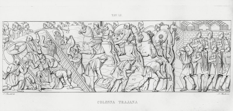 De Zuil van Trajanus (gravure) door Italian School