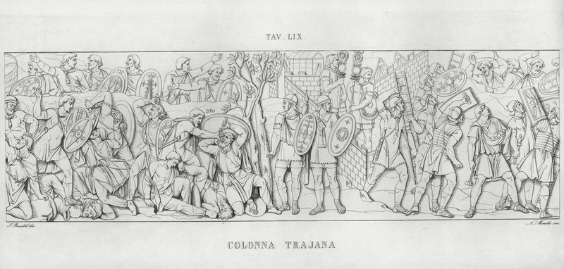 De Zuil van Trajanus (gravure) door Italian School