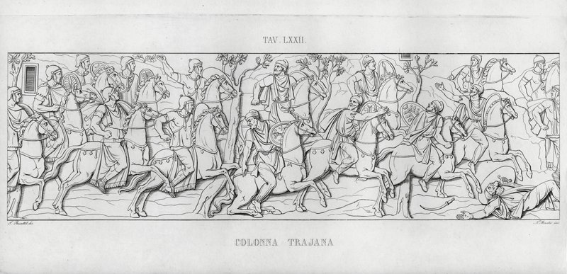 De Zuil van Trajanus (gravure) door Italian School