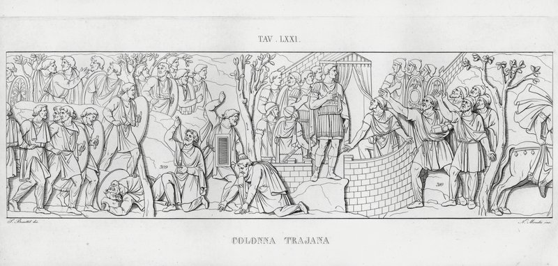 De Zuil van Trajanus (gravure) door Italian School