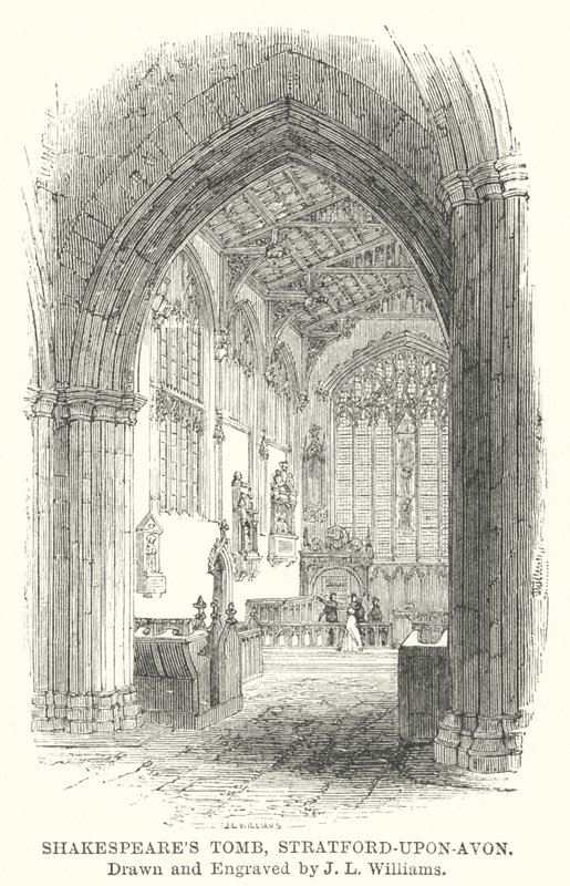 Graf van Shakespeare, Stratford-upon-Avon (gravure) door J.L. (after) Williams