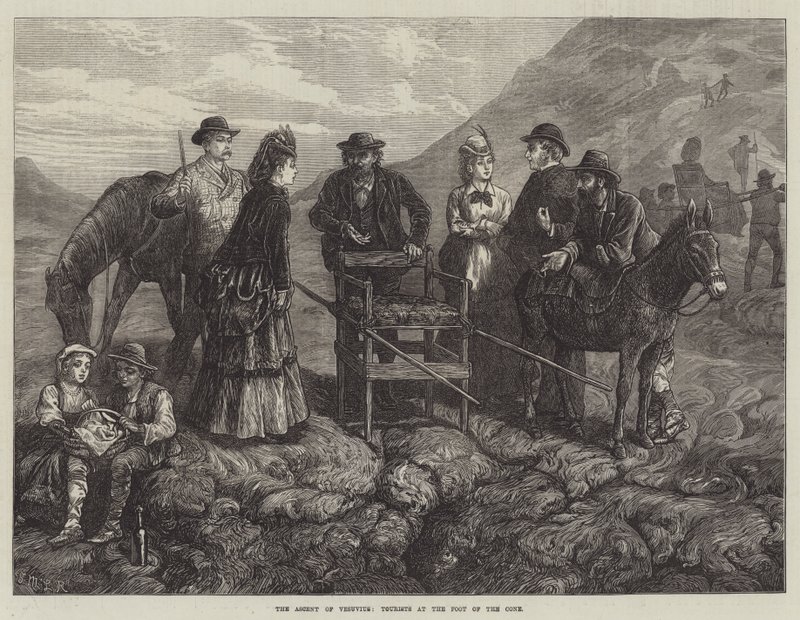 De beklimming van de Vesuvius, Toeristen aan de voet van de kegel door J.M.L. Ralston