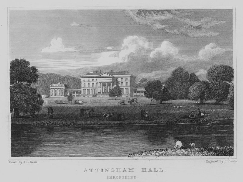 Attingham Hall, Shropshire (gravure) door John Preston Neale