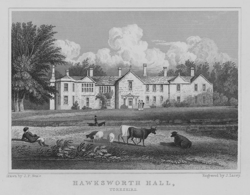 Hawksworth Hall, Yorkshire (gravure) door John Preston Neale