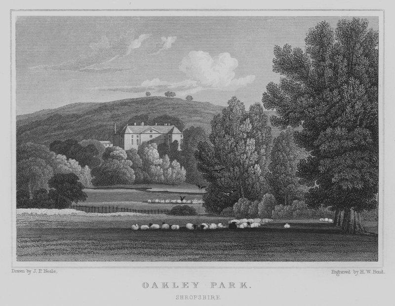 Oakley Park, Shropshire (gravure) door John Preston Neale