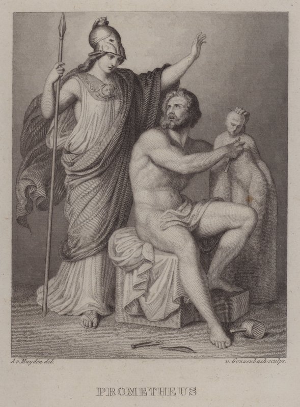 Prometheus (gravure) door Jacques Alfred van Muyden