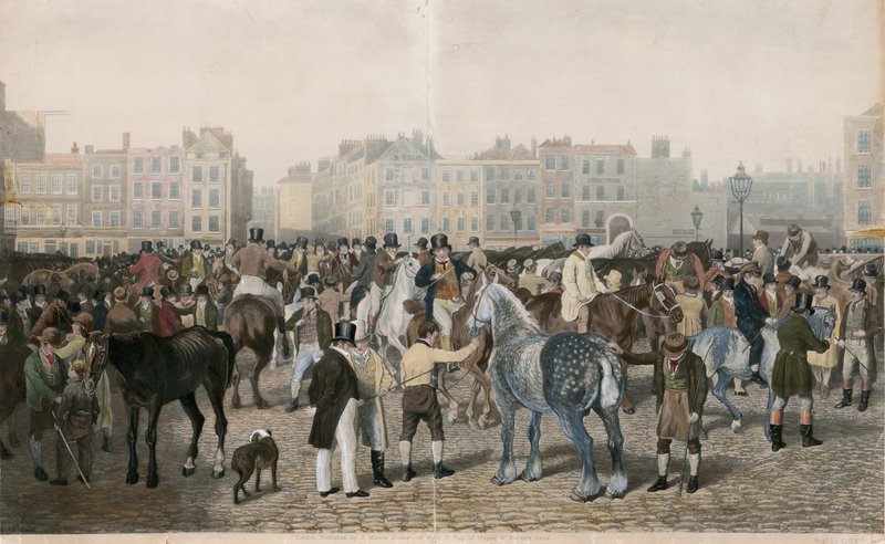 Oude Smithfield Markt door Jacques Laurent Agasse