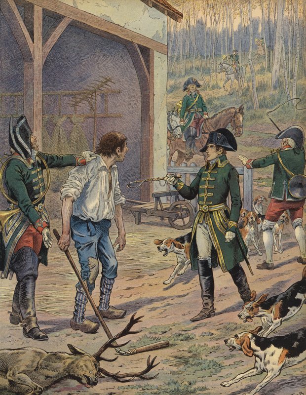 Napoleon op jacht door Jacques Marie Gaston Onfray de Breville (Job)