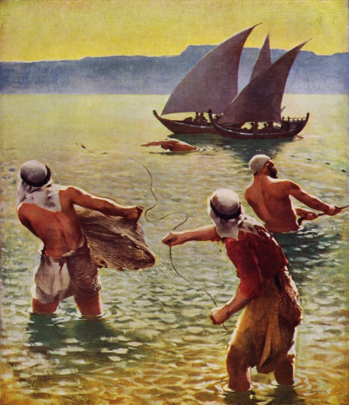 Vissen in het Meer van Galilea door James Clark