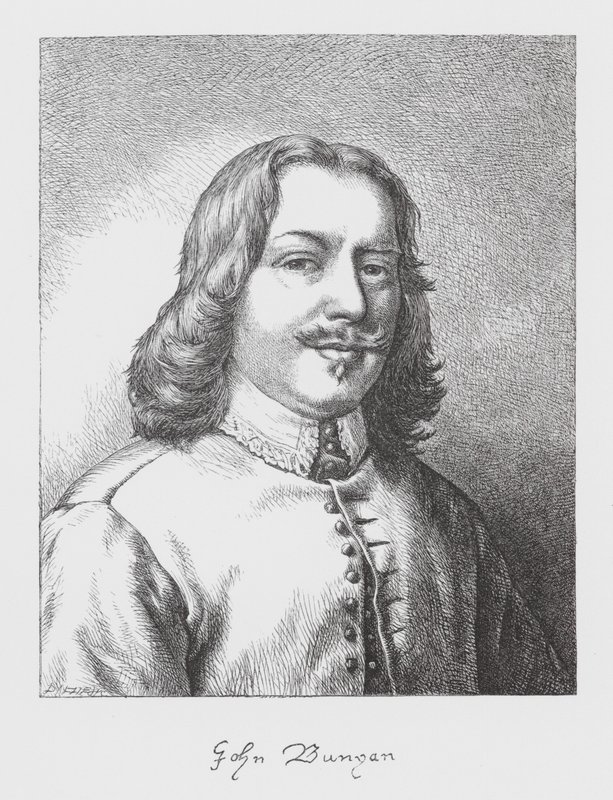 John Bunyan, portret (gravure) door James Dawson Watson