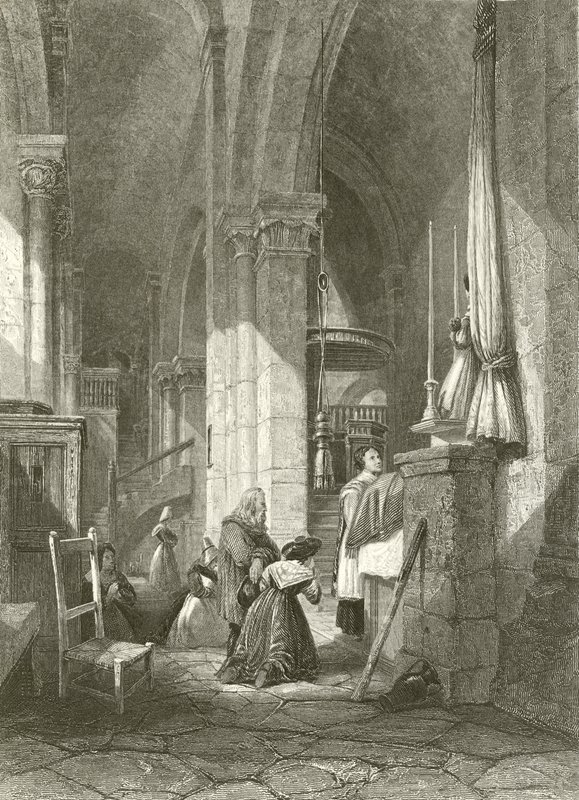 Kerk van Polignac, Auvergne door James Duffield Harding