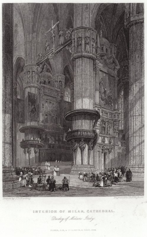 Interieur van de Kathedraal van Milaan door James Duffield Harding