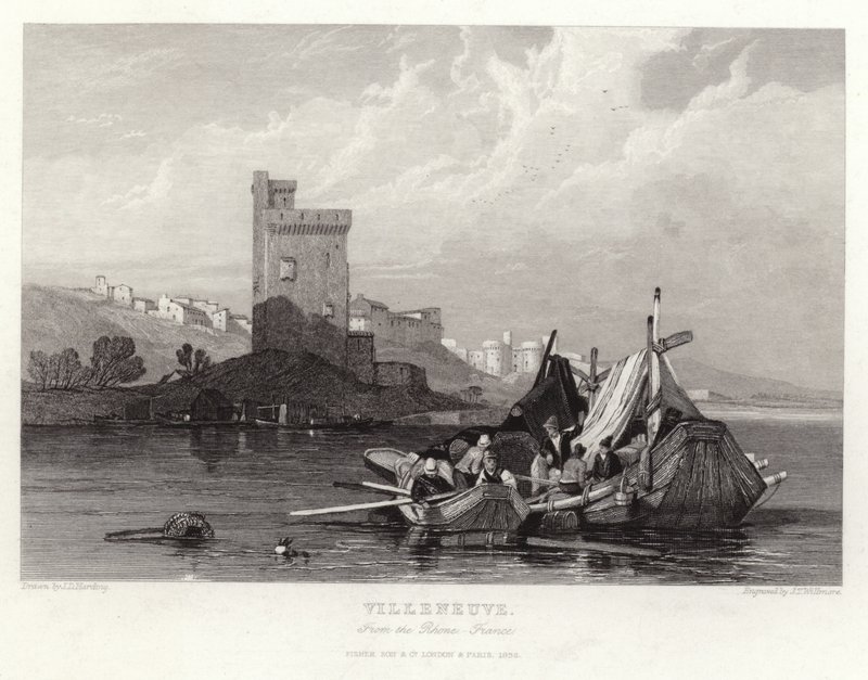 Villeneuve vanaf de Rhône door James Duffield Harding