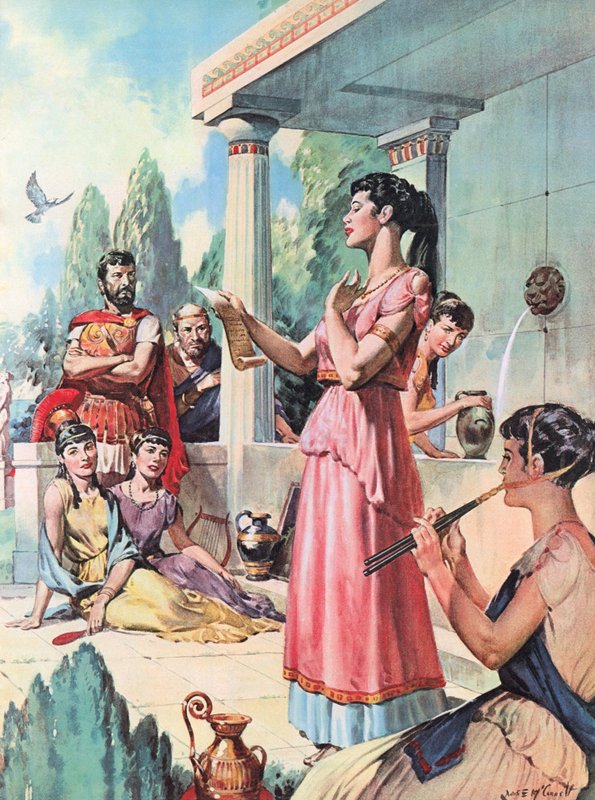 Sappho (kleurenlitho) door James Edwin McConnell