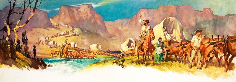 De Grote Trek (gouache op papier) door James Edwin McConnell