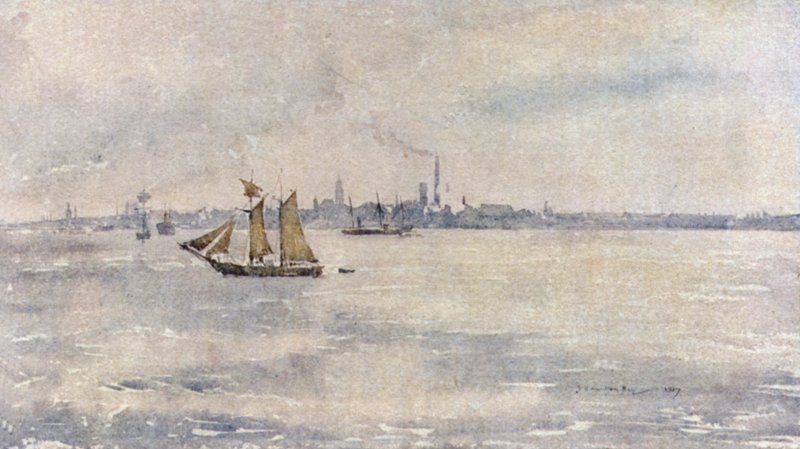 Birkenhead vanaf de Rivier door James Hamilton Hay
