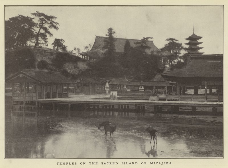 Tempels op het Heilige Eiland Miyajima door Japanese Photographer