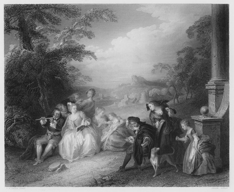 De fluitspeler door Jean Baptiste Joseph after Pater