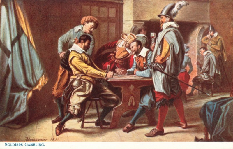Soldaten gokken door Jean Louis Ernest Meissonier