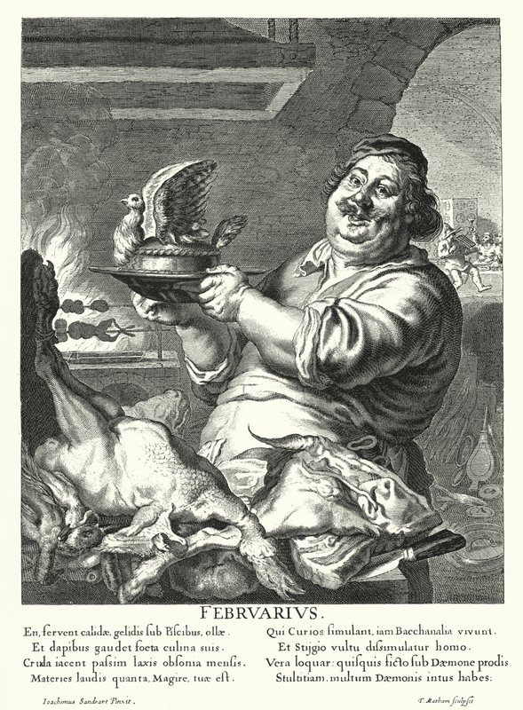 Februari (gravure) door Joachim von Sandrart