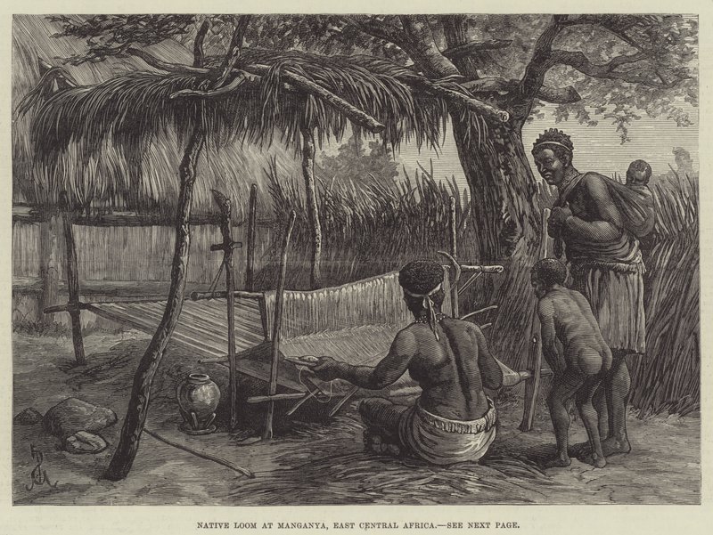 Inheemse Weefgetouw in Manganya, Oost-Centraal Afrika door Johann Nepomuk Schonberg