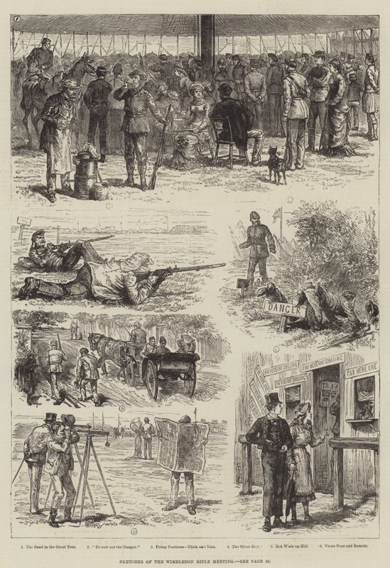 Schetsen van de Wimbledon Rifle Meeting door Johann Nepomuk Schonberg