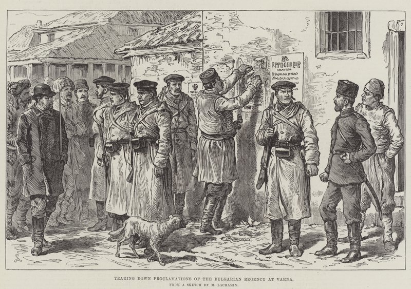 Het Neerhalen van Proclamaties van het Bulgaarse Regentschap in Varna door Johann Nepomuk Schonberg