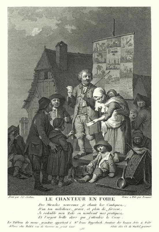 De zanger op de kermis door Johann Conrad Seekatz