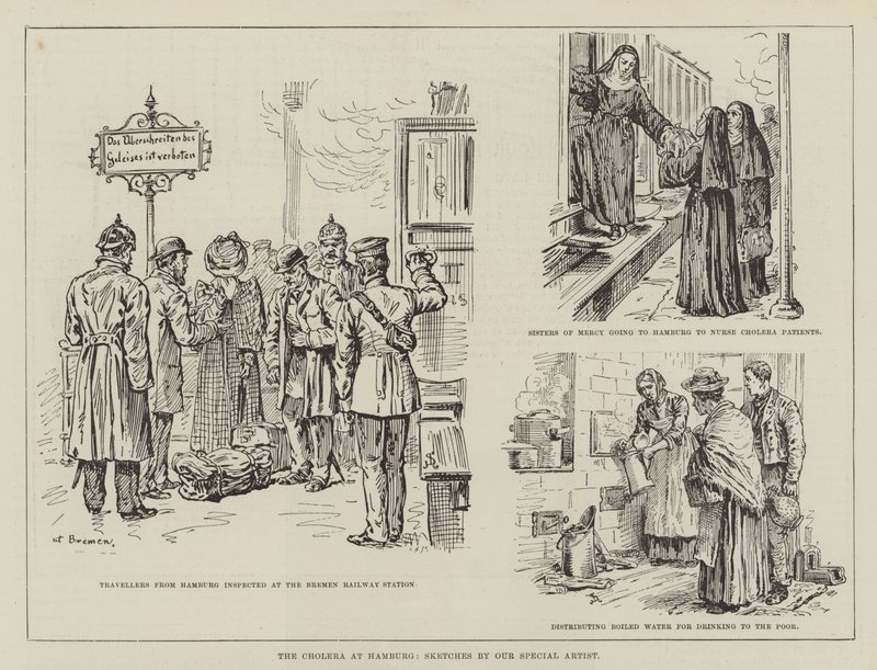 De cholera in Hamburg door Johann Nepomuk Schonberg