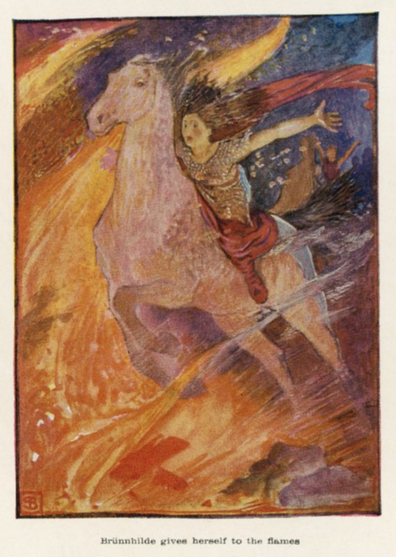 Brunnhilde geeft zichzelf aan de vlammen door John Byam Liston Shaw