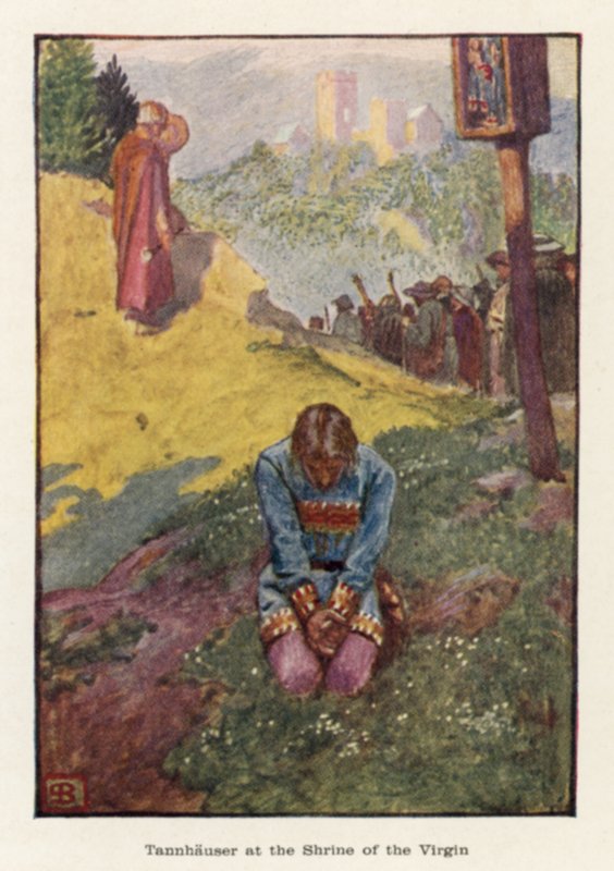 Tannhauser bij het Heiligdom van de Maagd door John Byam Liston Shaw