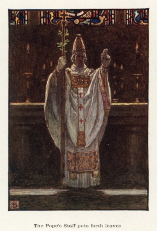 De staf van de paus loopt uit door John Byam Liston Shaw