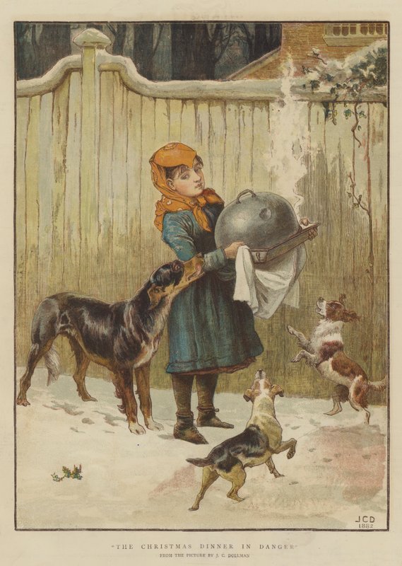 Het Kerstdiner in Gevaar door John Charles Dollman
