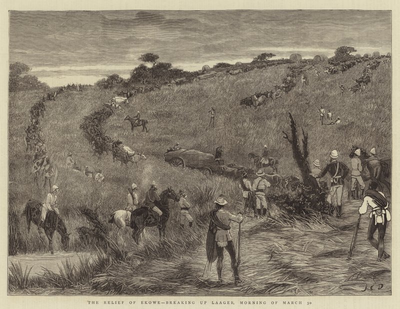 De Bevrijding van Ekowe, het Opruimen van Laager, Ochtend van 30 maart door John Charles Dollman