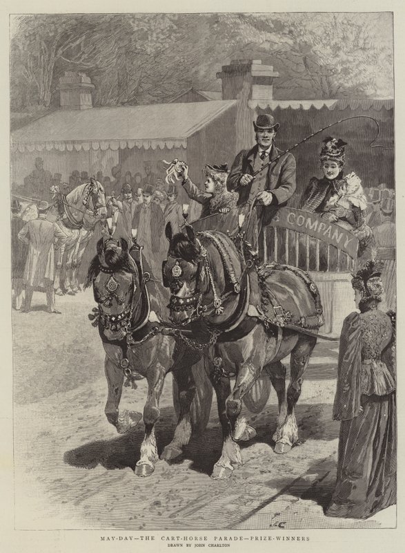 Meidag, de parade van de trekpaarden, prijswinnaars door John Charlton