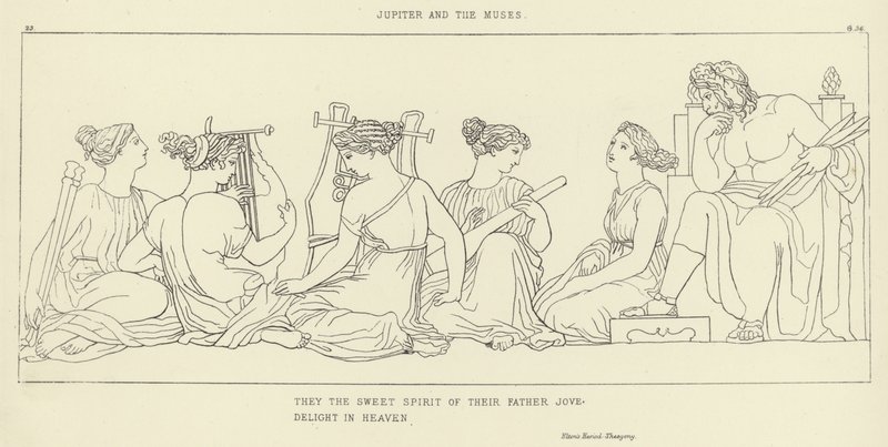 Jupiter en de Muzen door John Flaxman