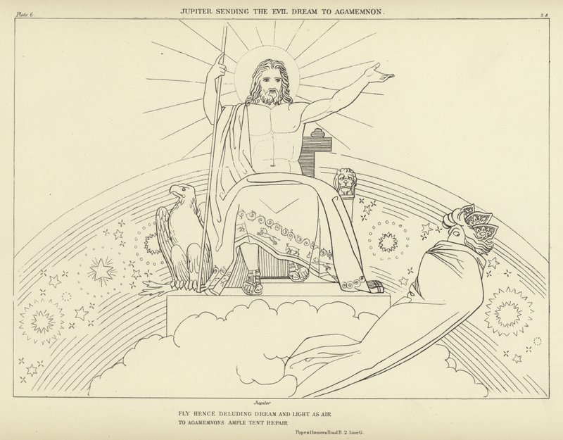 Jupiter stuurt de Kwade Droom naar Agamemnon door John Flaxman
