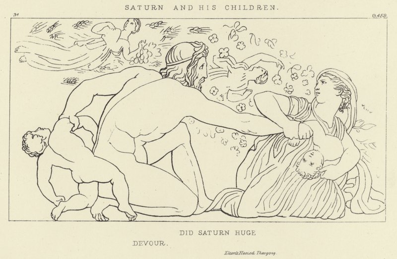 Saturnus en zijn kinderen door John Flaxman