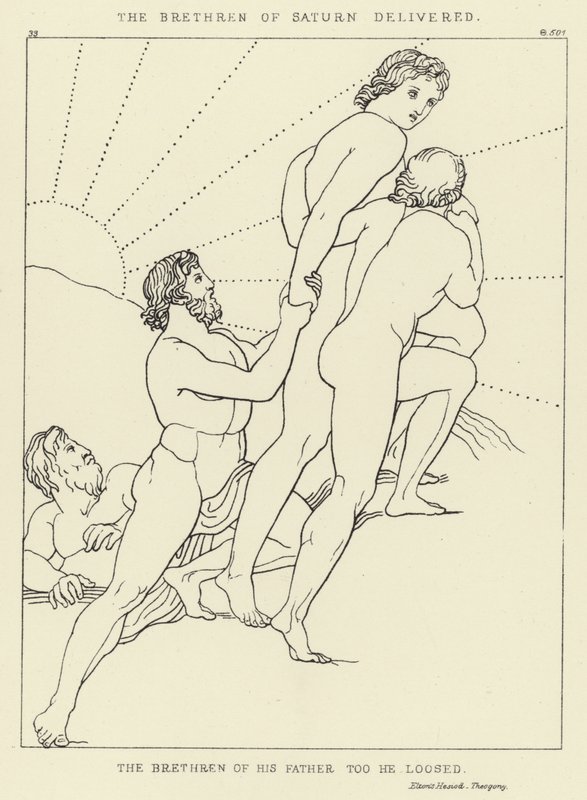 De broeders van Saturnus bevrijd door John Flaxman