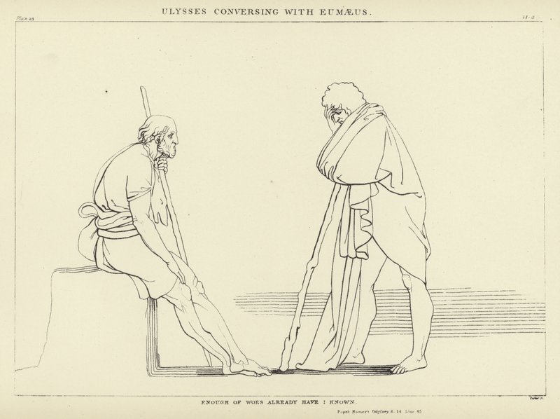 Ulysses in gesprek met Eumaeus door John Flaxman